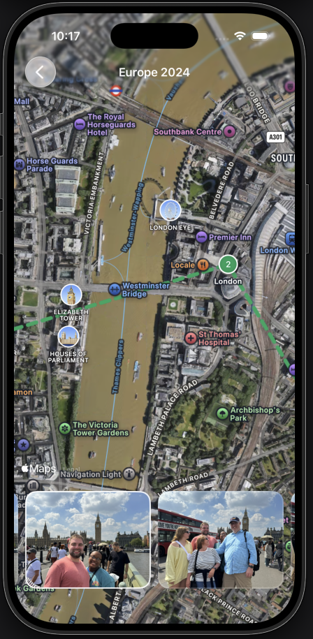 A WanderSnap trip opened on iPhone