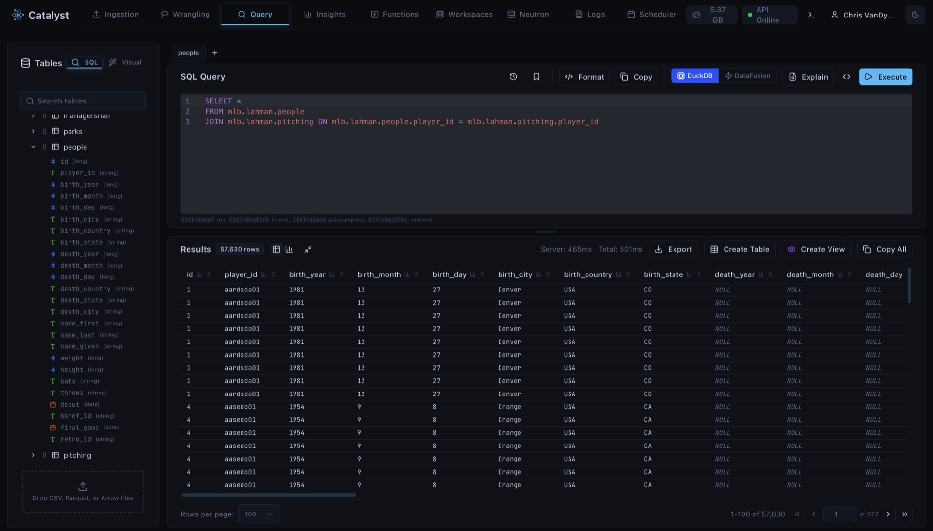 Catalyst — Query tool